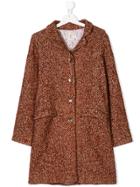 Caffe' D'orzo Teen Single Breasted Coat - Brown