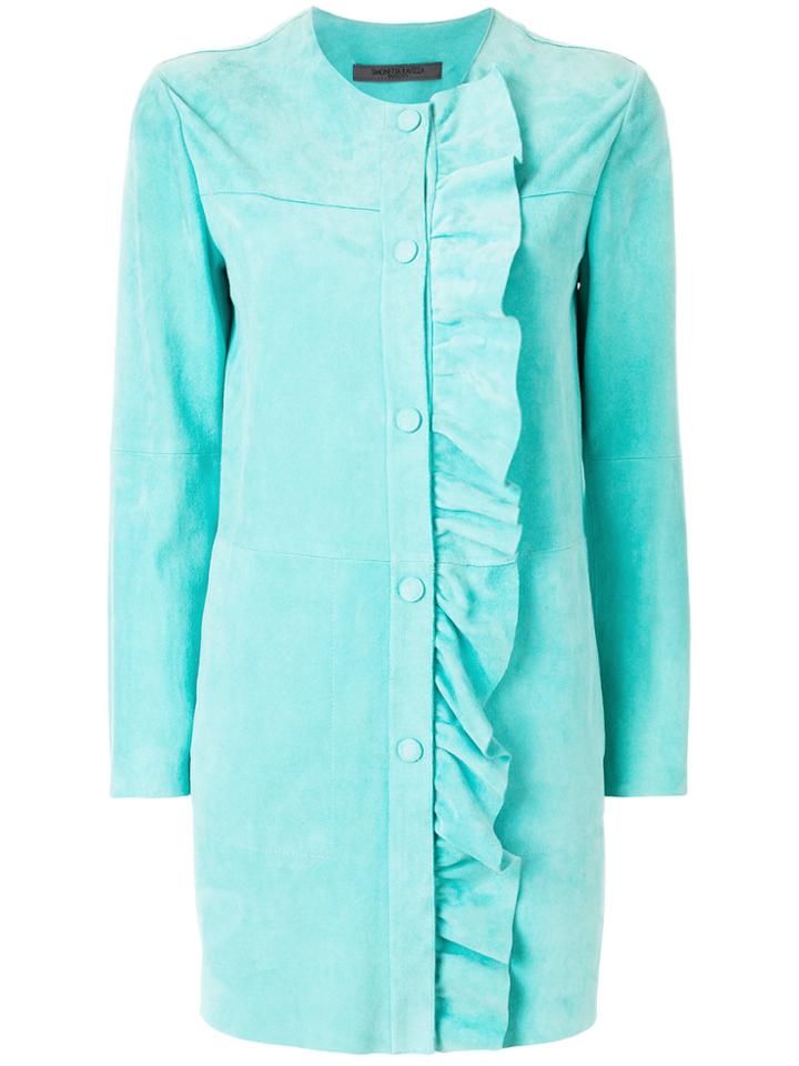 Simonetta Ravizza Ruched Trim Coat - Blue