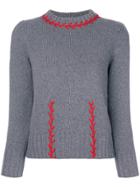 Alexander Mcqueen Feather-stitch Embroidered Sweater - Grey