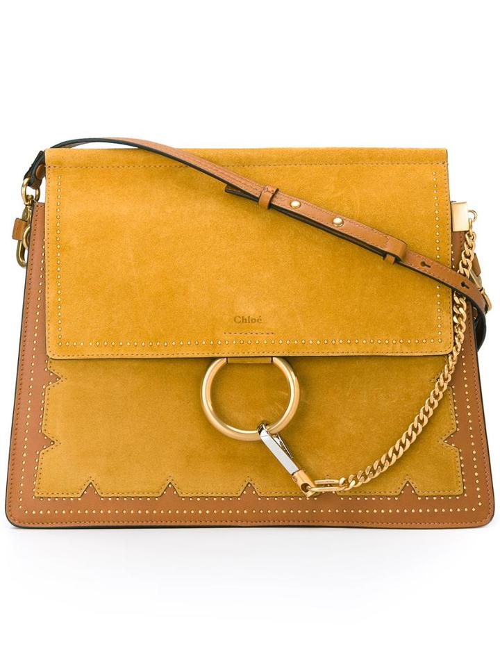 Chloé Studded 'faye' Shoulder Bag, Women's, Yellow/orange, Calf Leather/calf Suede