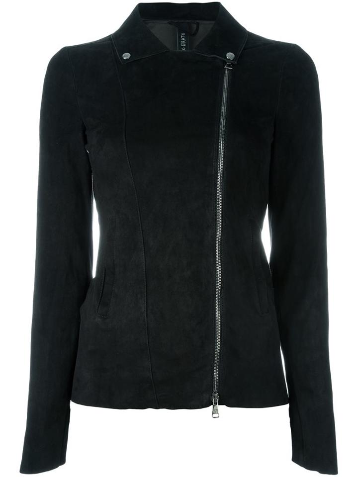 Giorgio Brato Two-way Zipped Jacket, Women's, Size: 44, Black, Suede/cotton/spandex/elastane