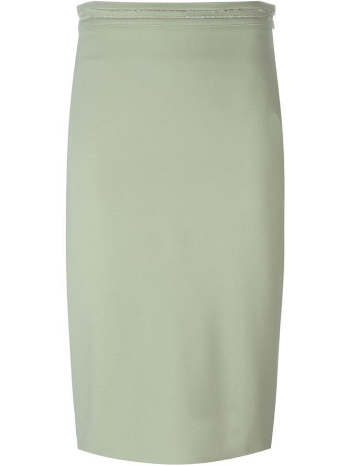 Givenchy Frayed Pencil Skirt, Women's, Size: 40, Green, Polyamide/spandex/elastane/viscose/silk