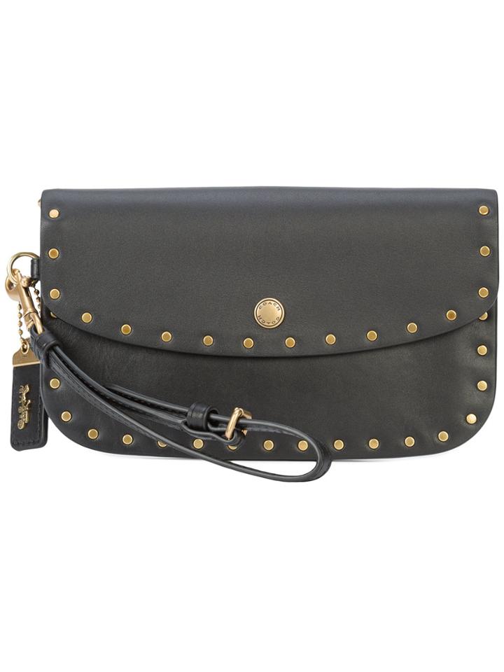 Coach Border Rivets Clutch - Black