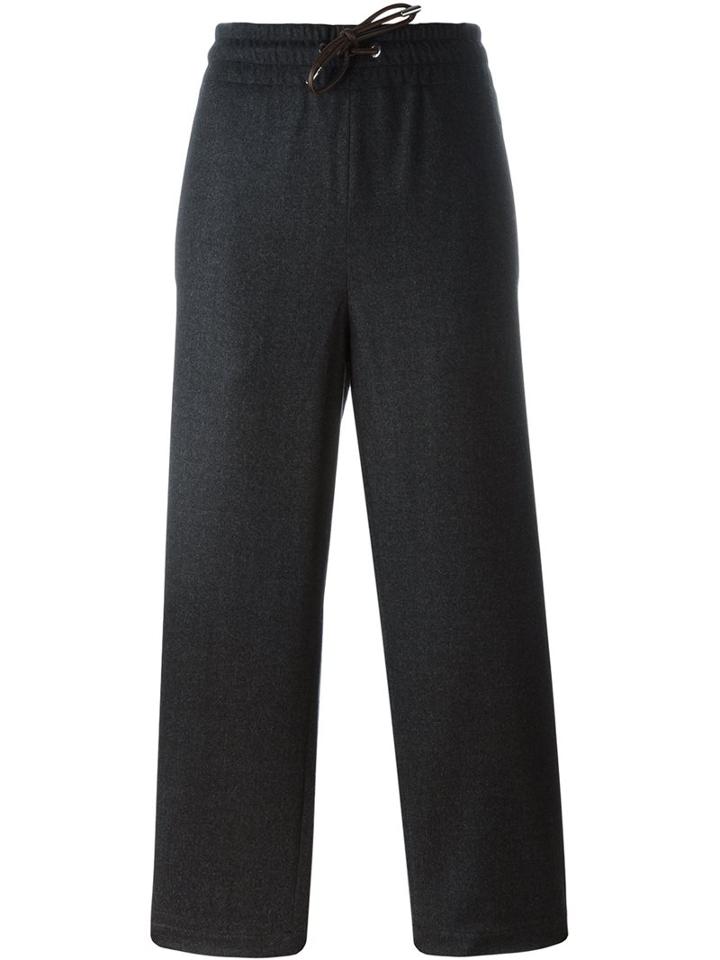 Piazza Sempione Drawstring Straight Cropped Trousers, Women's, Size: 50, Grey, Spandex/elastane/virgin Wool