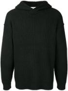 Monkey Time Ribbed Knit Hoodie - Black