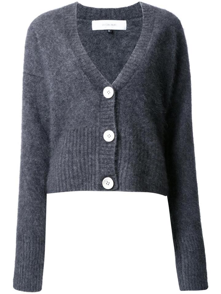 Le Ciel Bleu 'fur Touch' Cardigan, Women's, Size: 36, Grey, Wool