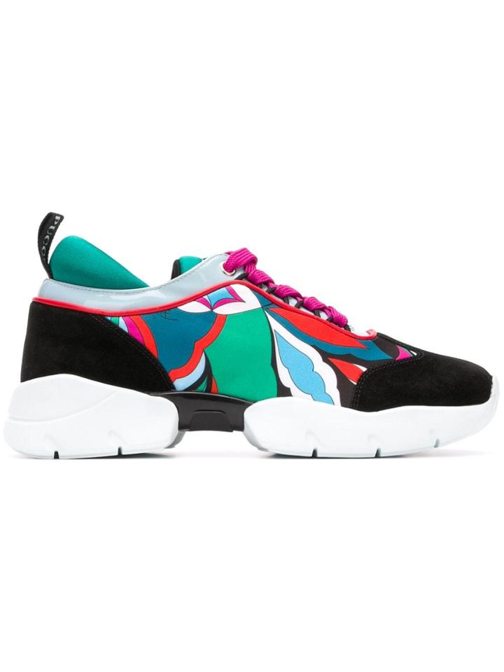 Emilio Pucci Printed Lace-up Sneakers - Black