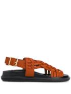 Marni Intrecciato Leather Sandals - Orange