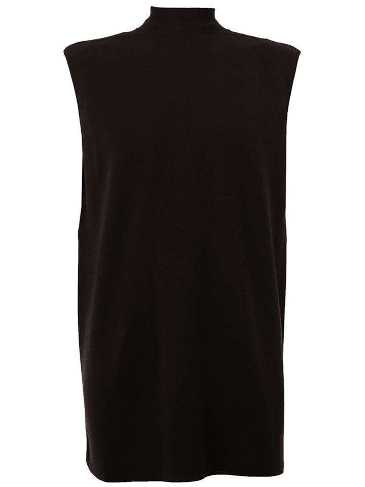 Rick Owens Funnel Neck Tank Top, Men's, Black, Virgin Wool