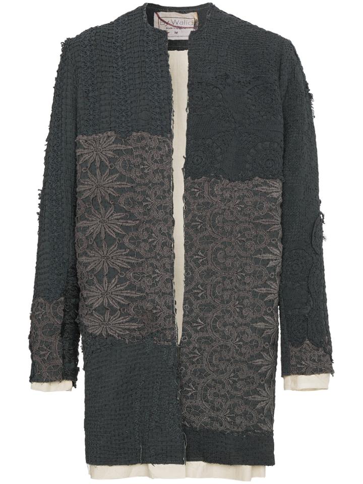 By Walid Alex Floral Crochet Coat - Grey