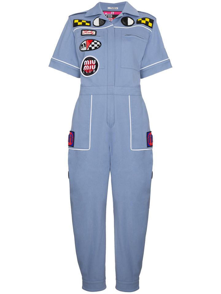 Miu Miu Patch Front Jumpsuit - Blue