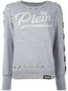 Philipp Plein Grommet Detailed Sweatshirt, Women's, Size: Large, Grey, Cotton