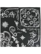 Givenchy Tattoo Print Scarf, Adult Unisex, Black, Cotton/silk