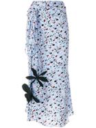 Marni Tie Gathered Skirt With Floral Details - Blue
