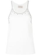 Laneus - Studded Trim Vest Top - Women - Cotton/aluminium/glass Fiber - 42, White, Cotton/aluminium/glass Fiber