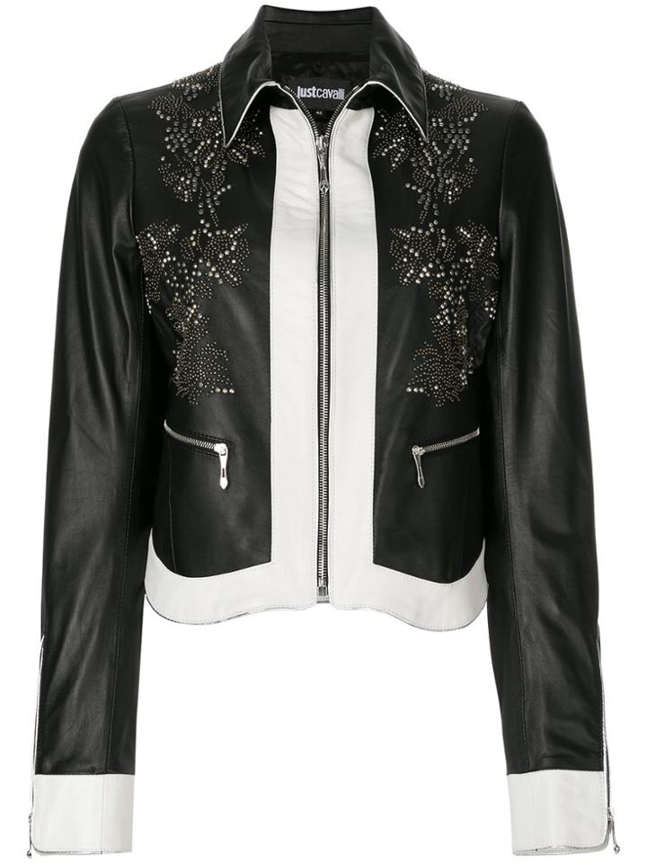 Just Cavalli Studded Leather Jacket - Black