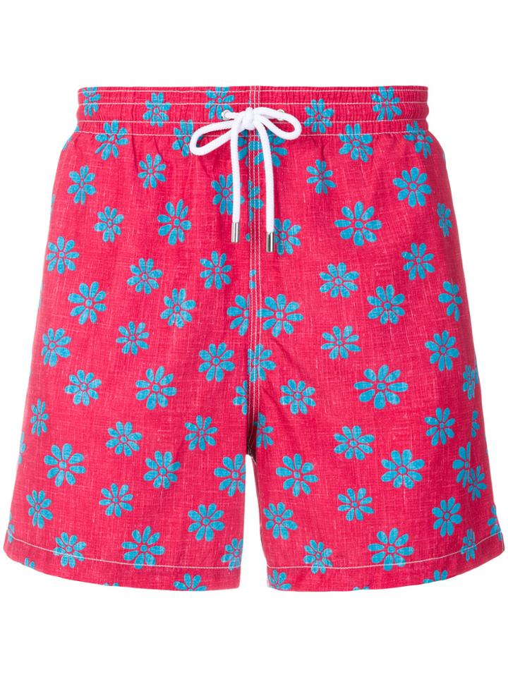 Aspesi Flower Print Swim Shorts - Red