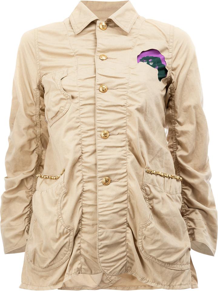 Undercover - Patched Military Jacket - Women - Cotton/linen/flax - 3, Nude/neutrals, Cotton/linen/flax