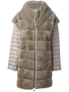 Liska Layered Padded Fur Coat, Women's, Size: Medium, Nude/neutrals, Mink Fur/polyester/goose Down
