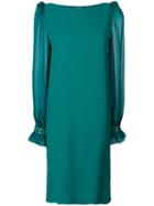 Roberto Cavalli - Sheer Sleeve Dress - Women - Silk/spandex/elastane/viscose - 42, Green, Silk/spandex/elastane/viscose