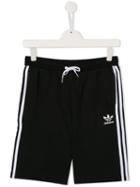Adidas Kids Teen Stripe Detail Track Shorts - Black