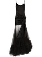 Alessandra Rich Tulle Train Gown - Black