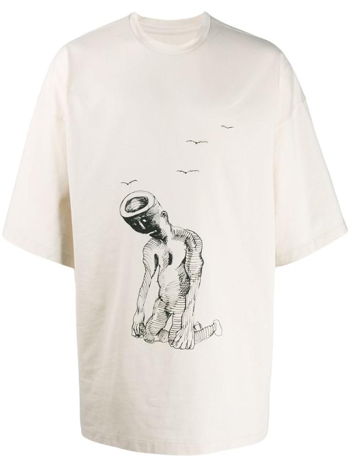 Oamc Printed Oversized T-shirt - Neutrals