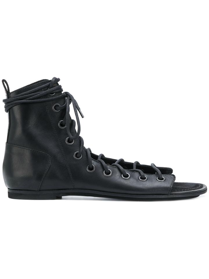 Ann Demeulemeester Blanche Lace-up Bootie Sandals - Black