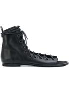 Ann Demeulemeester Blanche Lace-up Bootie Sandals - Black