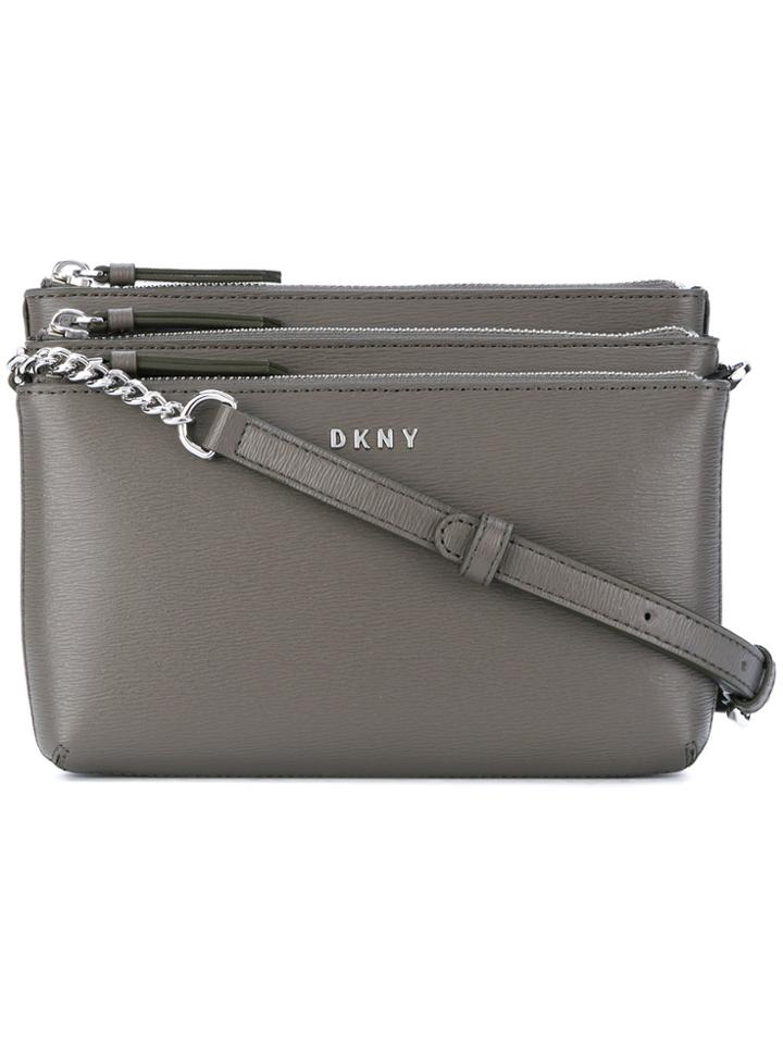 Donna Karan Triple Pocket Crossbody Bag - Grey