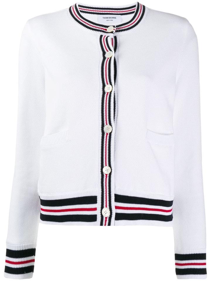 Thom Browne Striped Hem Cardigan - White