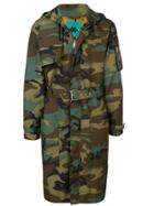 Paura Camouflage Print Hooded Coat - Green
