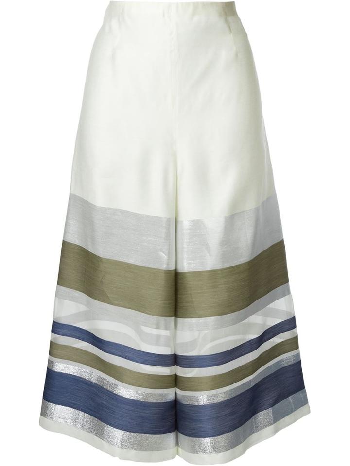 Erika Cavallini Striped Culottes, Women's, Size: 40, Nude/neutrals, Viscose/silk/cotton/polyester