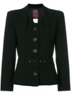 John Galliano Pre-owned Layered Lapels Belted Jacket - Black