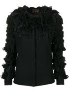 Biyan Floral Appliqué Jacket - Black