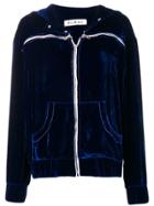 Almaz Velvet Zipped Hooded Jacket - Blue