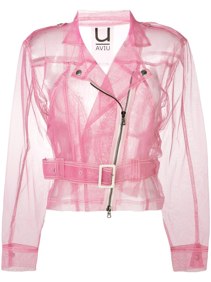 Aviù Sheer Biker Jacket - Pink & Purple
