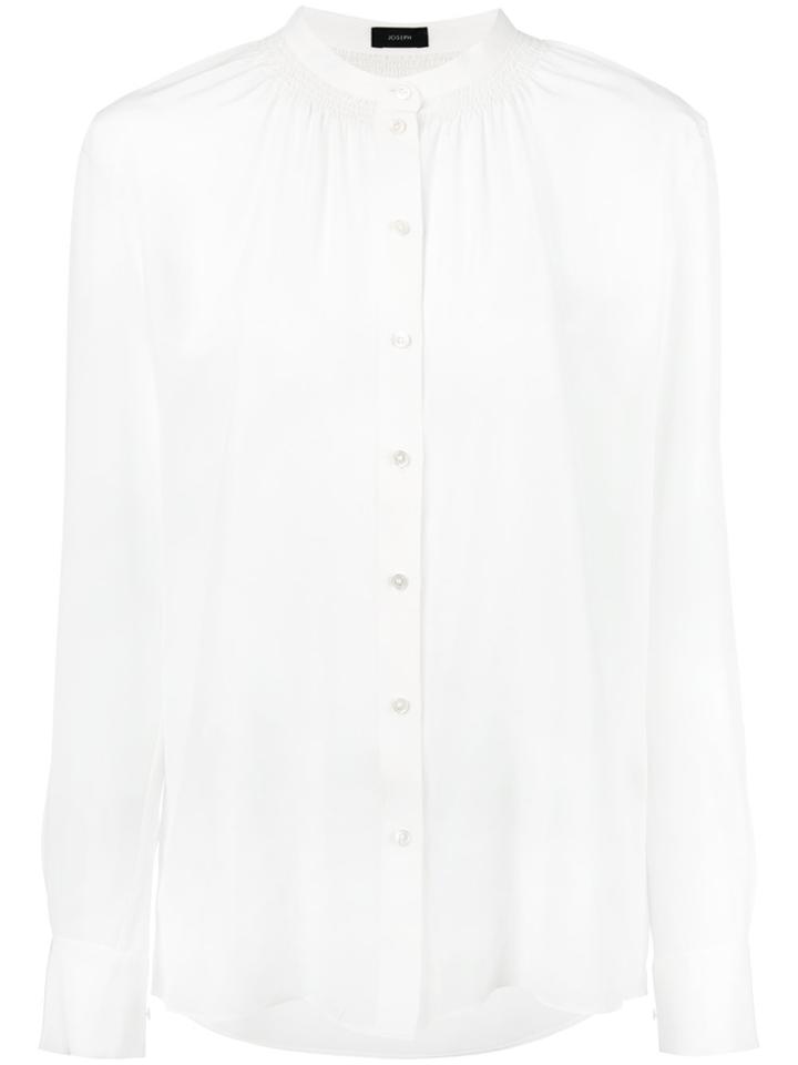 Joseph Mandarin Gathered Neck Shirt - White