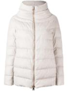 Herno High Neck Zipped Jacket, Women's, Size: 42, Nude/neutrals, Polyamide/silk/cashmere/feather Down