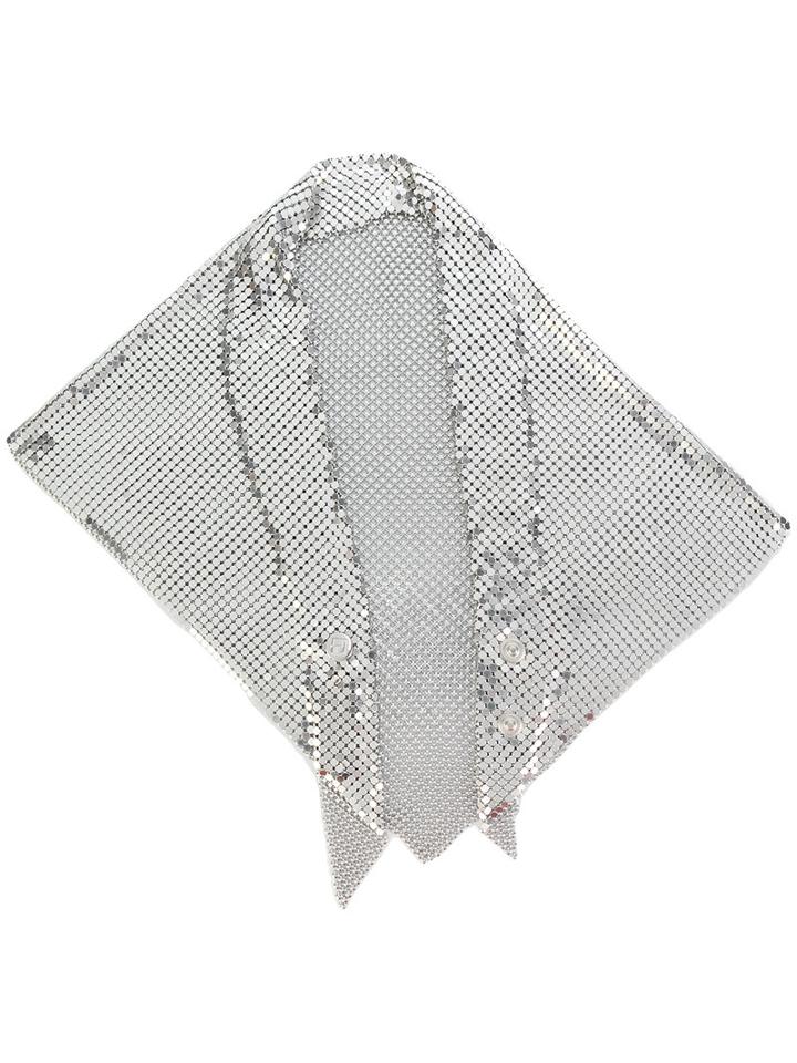 Paco Rabanne - Sequined Scarf - Women - Brass - One Size, Grey, Brass