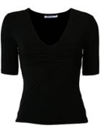 T By Alexander Wang Deep V-neck T-shirt, Women's, Size: Small, Black, Spandex/elastane/modal