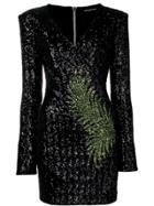 Balmain Sequin Fern Mini Dress - Black