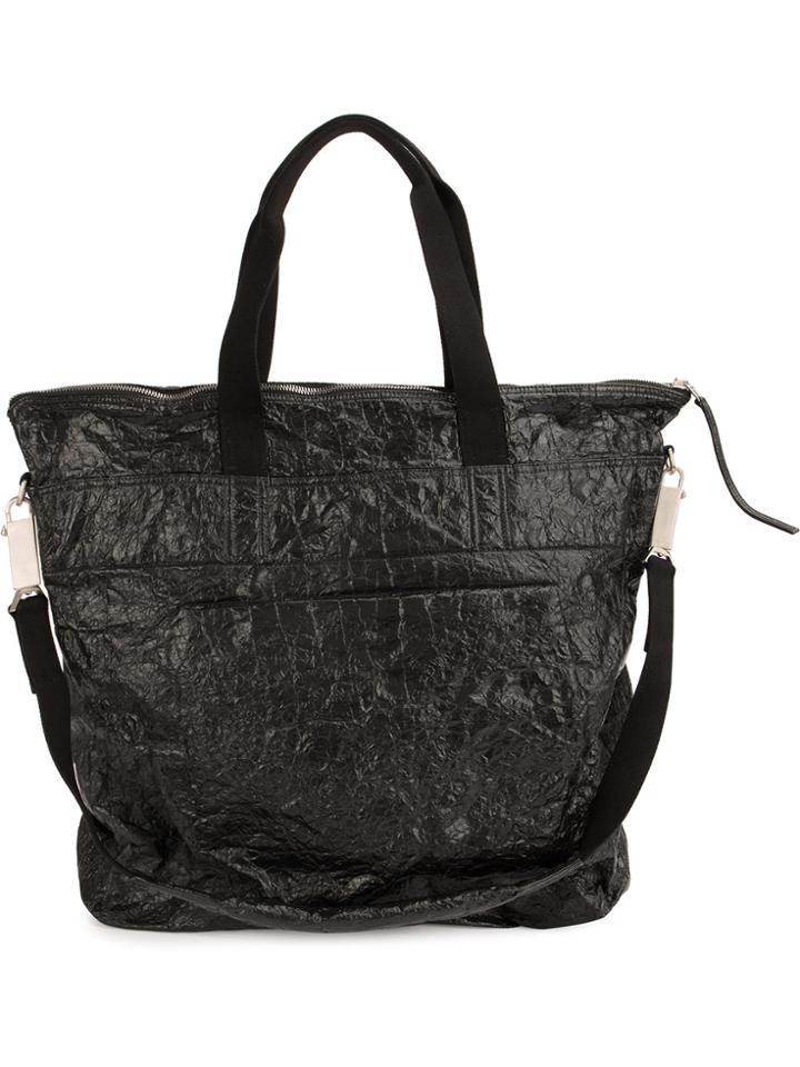 Rick Owens Large Crinkled Tote Bag - Black
