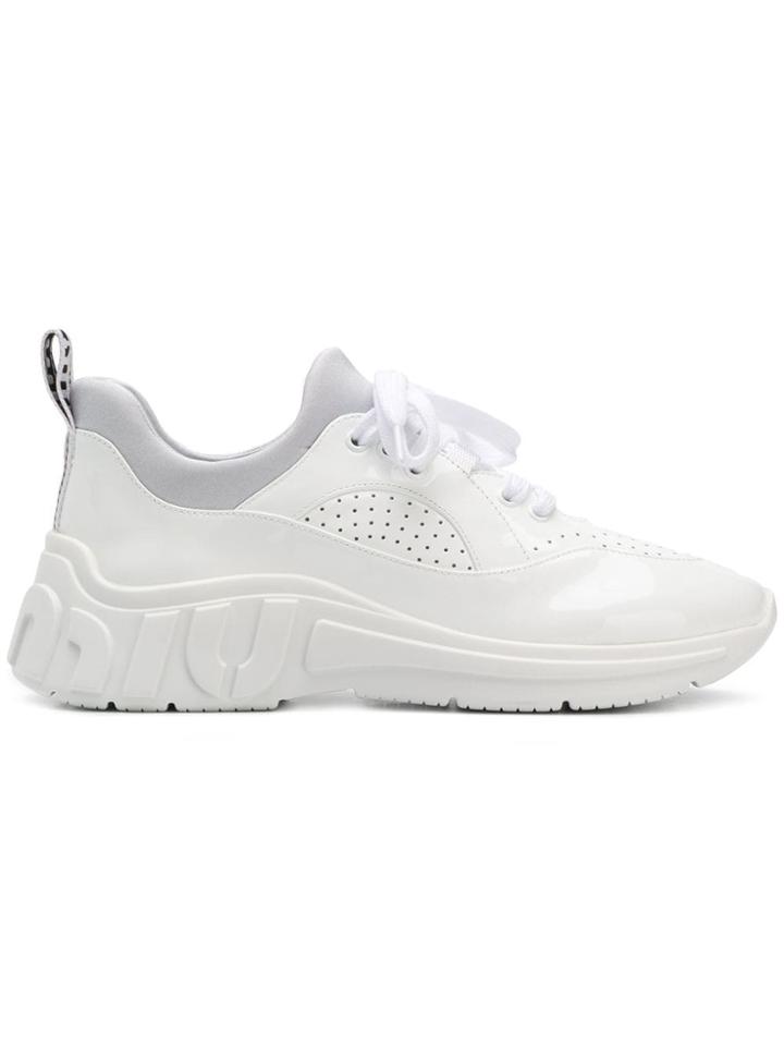 Miu Miu Run Patent Leather Sneakers - White