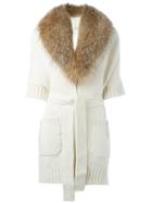 P.a.r.o.s.h. Marmot Fur Collar Cardi-coat - White