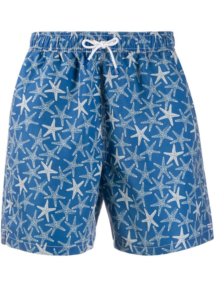 Hackett Star Fish Print Swim Shorts - Blue