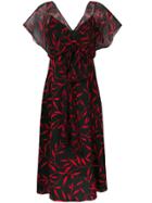 Dvf Diane Von Furstenberg Leaf Print Empire Waist Dress - Black
