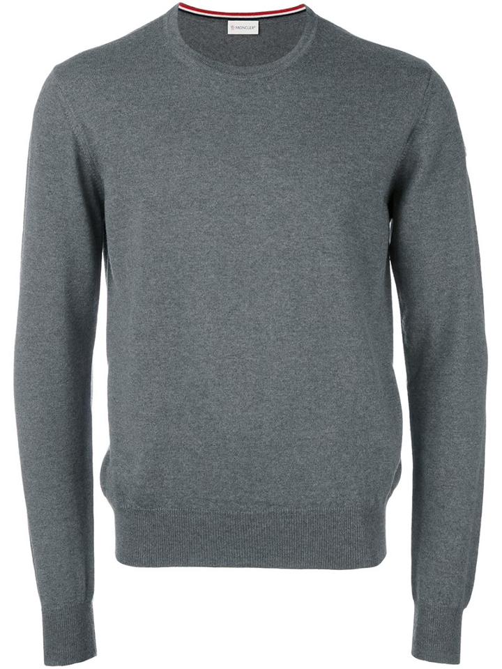 Moncler Classic Knit Sweater, Men's, Size: Xl, Grey, Virgin Wool