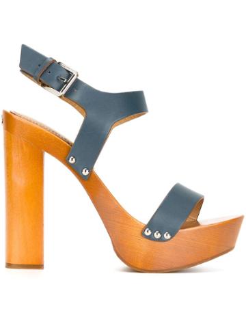 Dsquared2 Ankle Strap Sandals, Women's, Size: 39, Blue, Wood/leather/rubber/wood