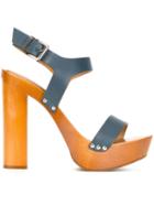 Dsquared2 Ankle Strap Sandals, Women's, Size: 39, Blue, Wood/leather/rubber/wood